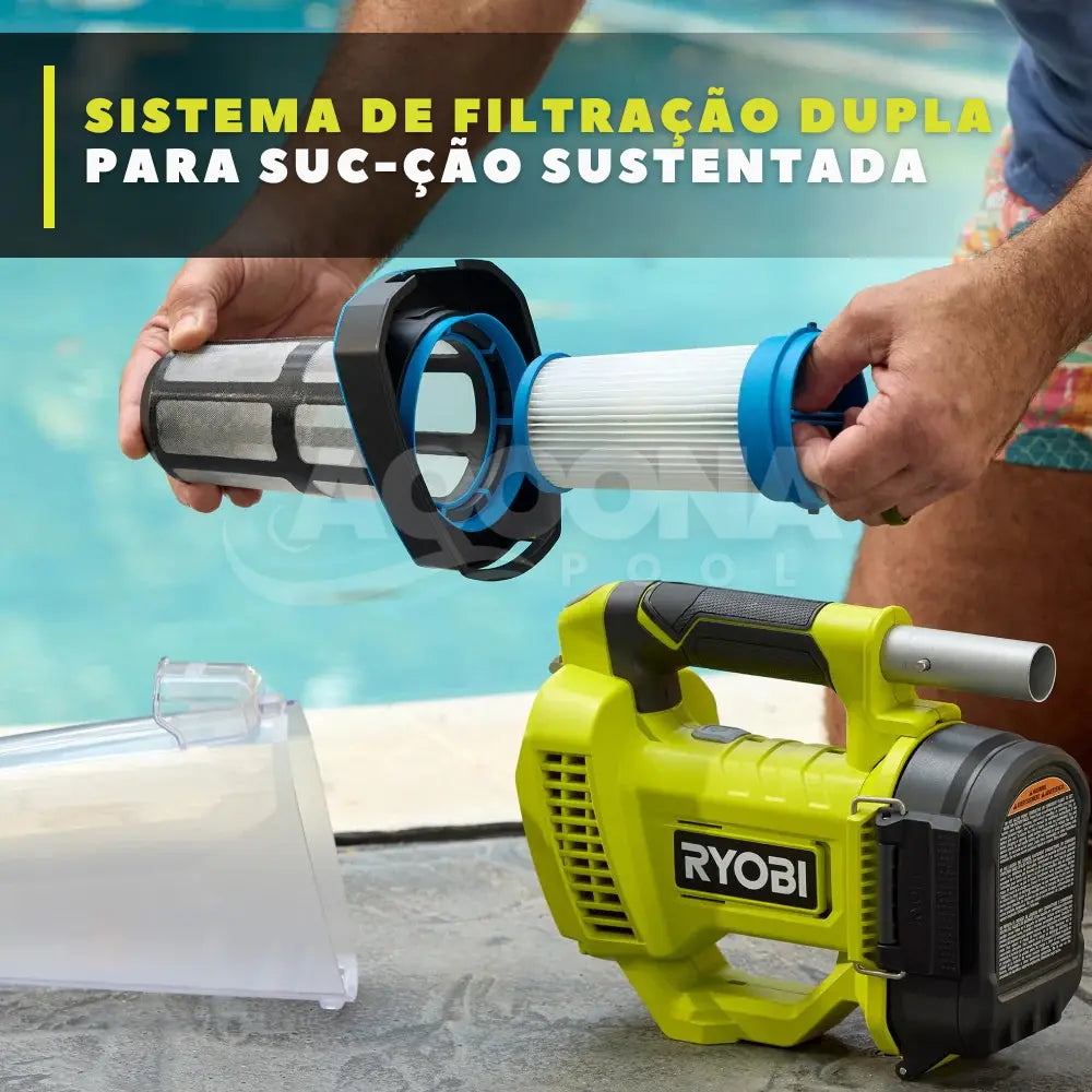 Ryobi One Plus - Aspirador de Piscina Sem Fio 24V/90W - BIVOLT 110/220